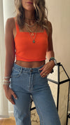 Orange Sleeveless Beaded Top