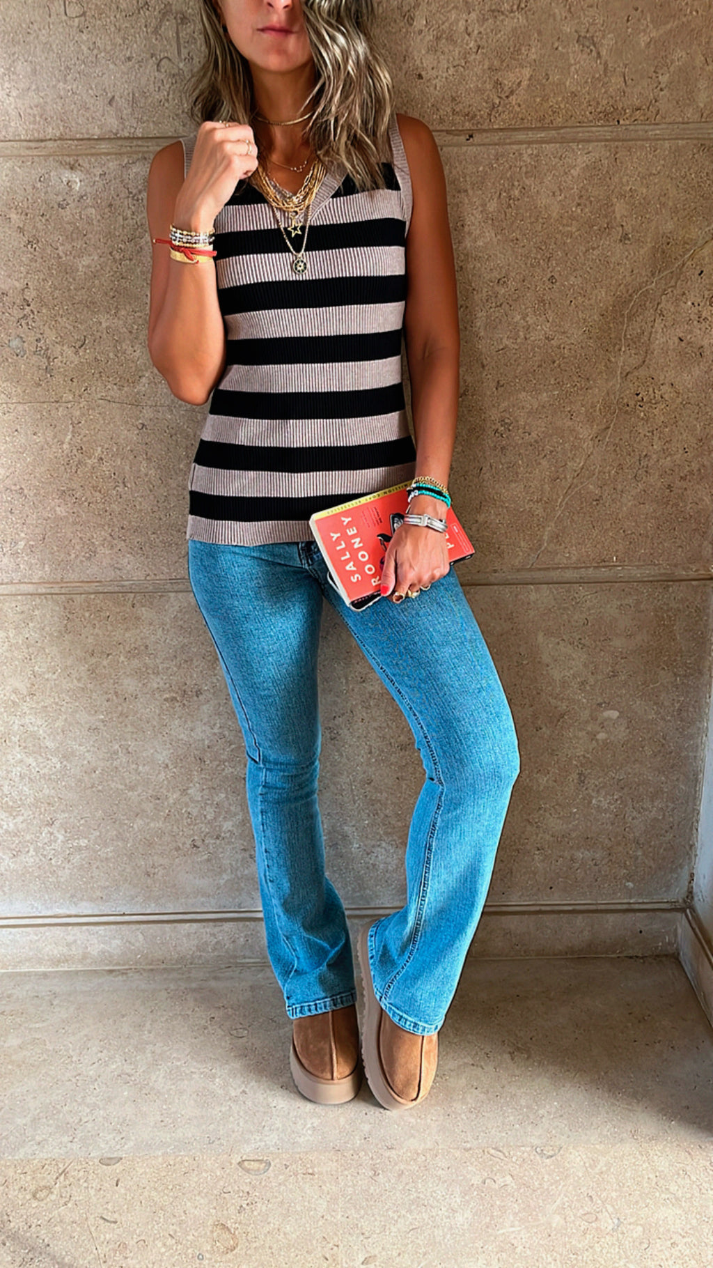 Cafe 101 Interknit Striped Tank Top