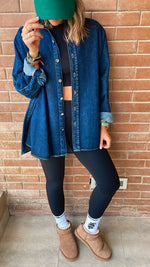 Dark Blue Long Sleeve Denim Shirt