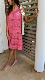 Fuchsia Light Crochet Dress Coverup