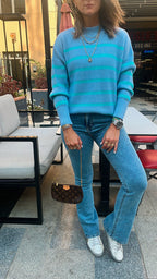 Blue All About Stripes Pullover