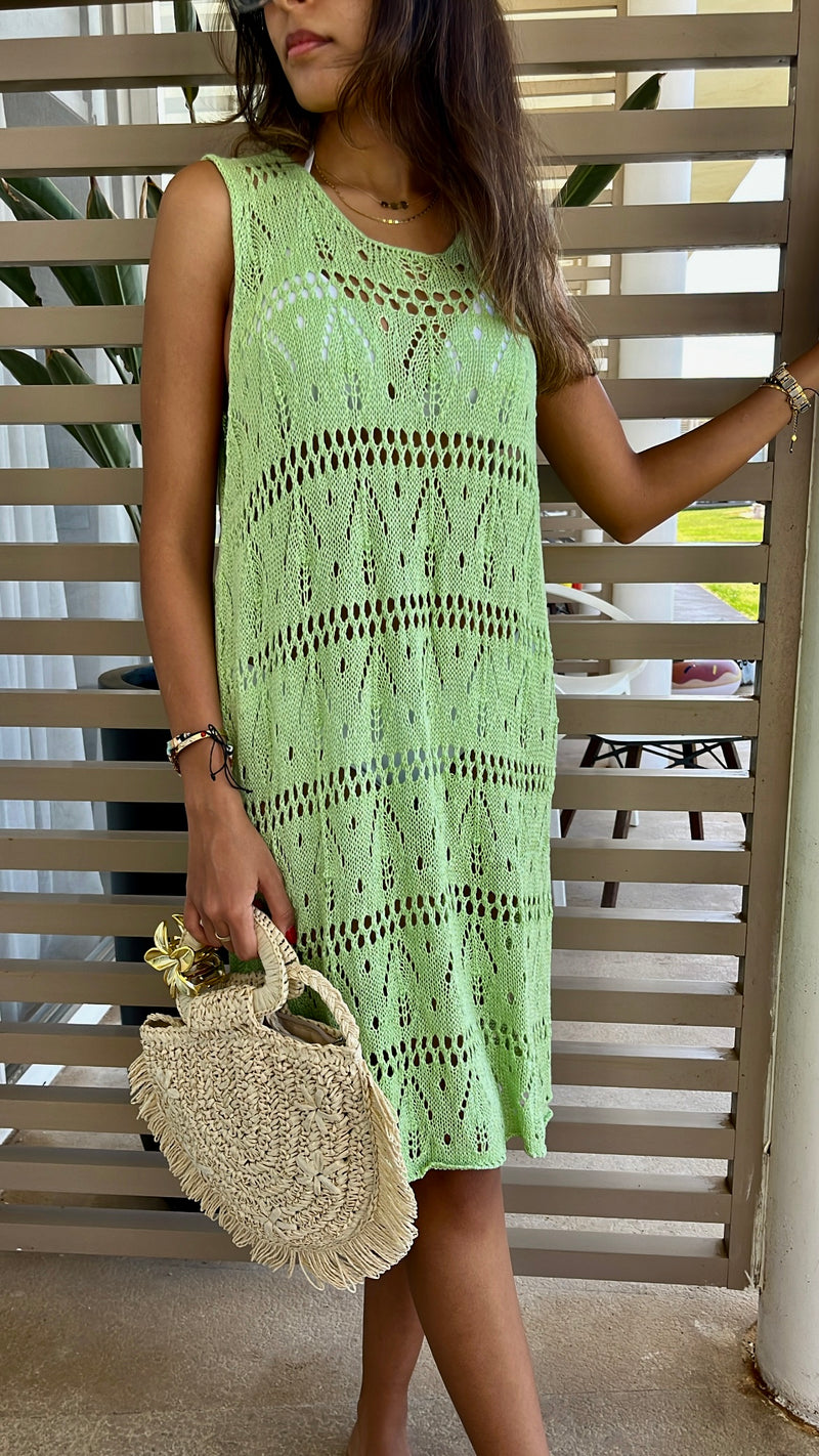 Mint Light Crochet Dress Coverup
