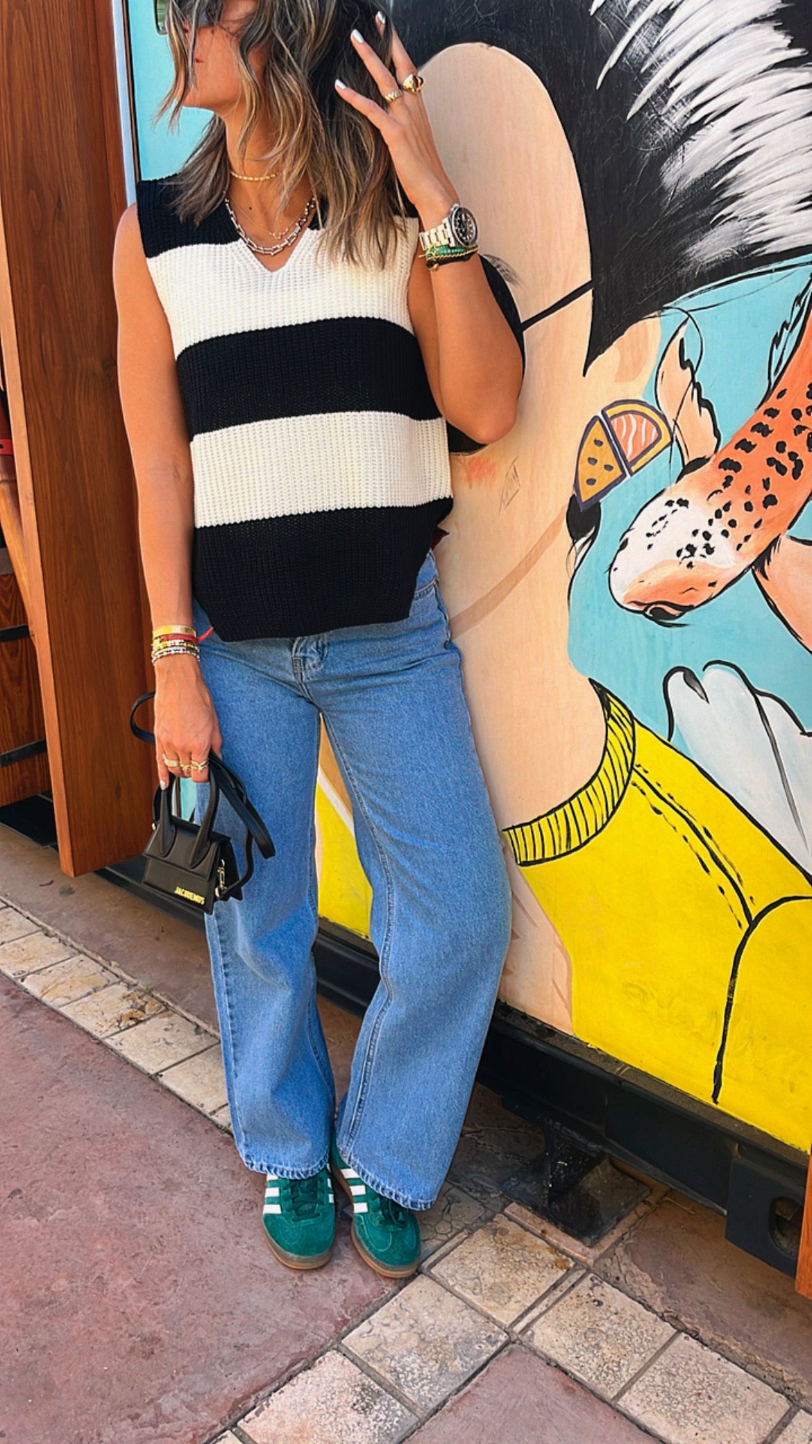 White & Navy Striped Vest