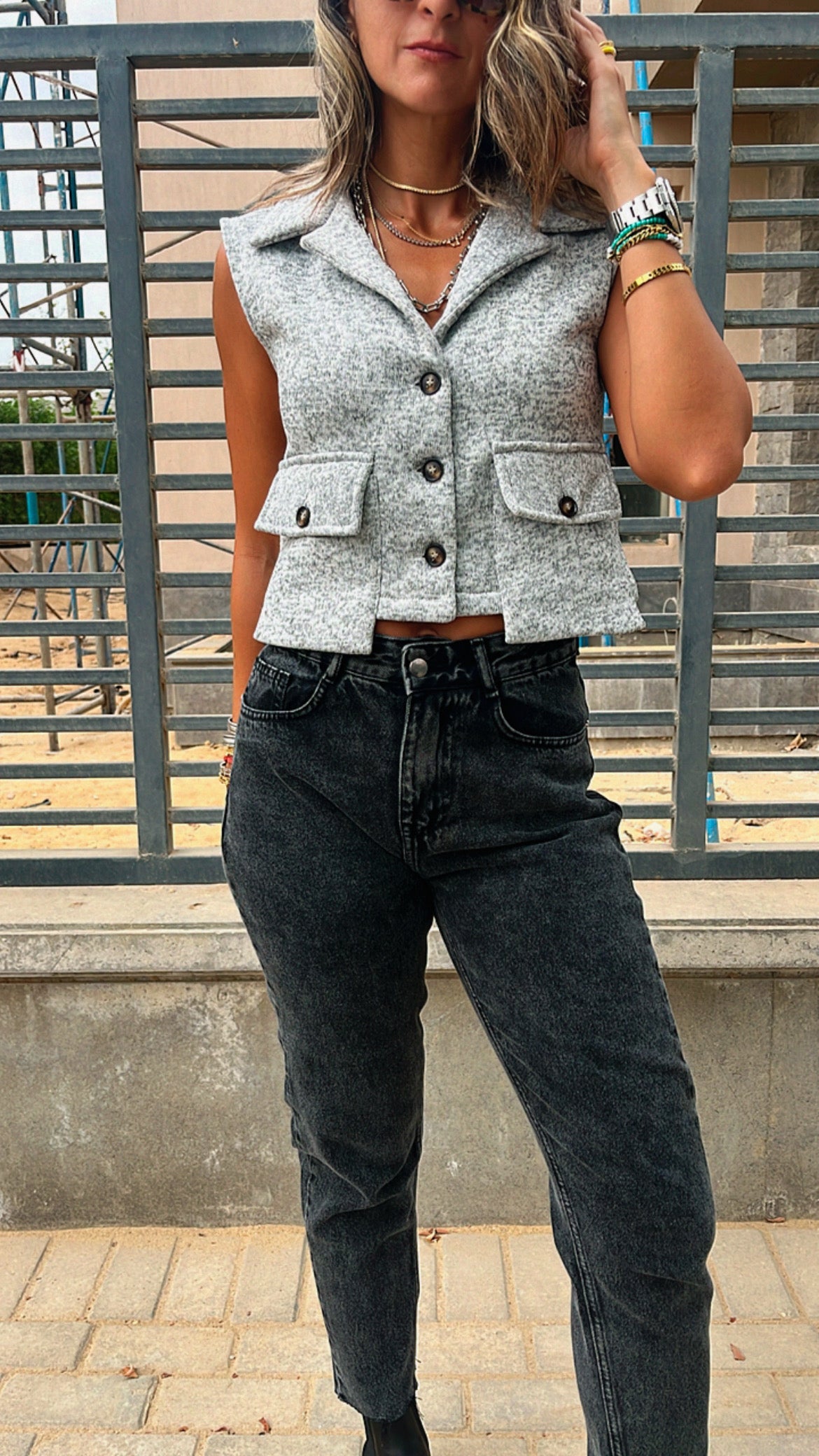 Dark Grey Cozy Cargo Vest