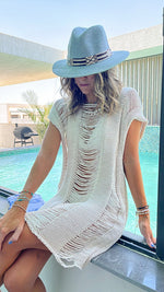 Beige Vibing Shaggy Mini Crochet Coverup