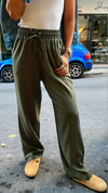 Olive Front Line Linen Pants