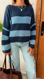 Blue Chunky Striped Knit