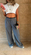 Light Grey Leather Waist Pants