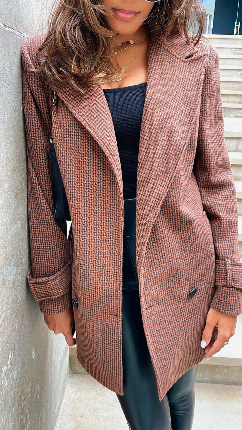 Brown Checkered Classic Blazer