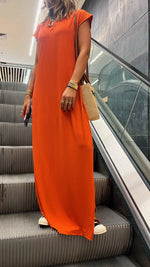 Rust Ribbed Tee Maxi Dress