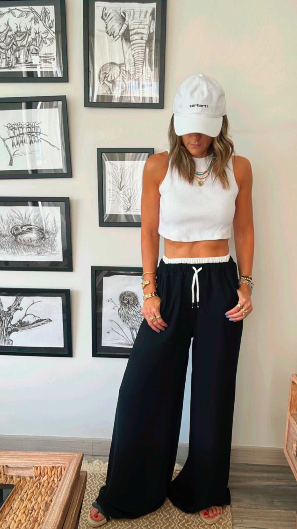 Black Summer Trim Pants