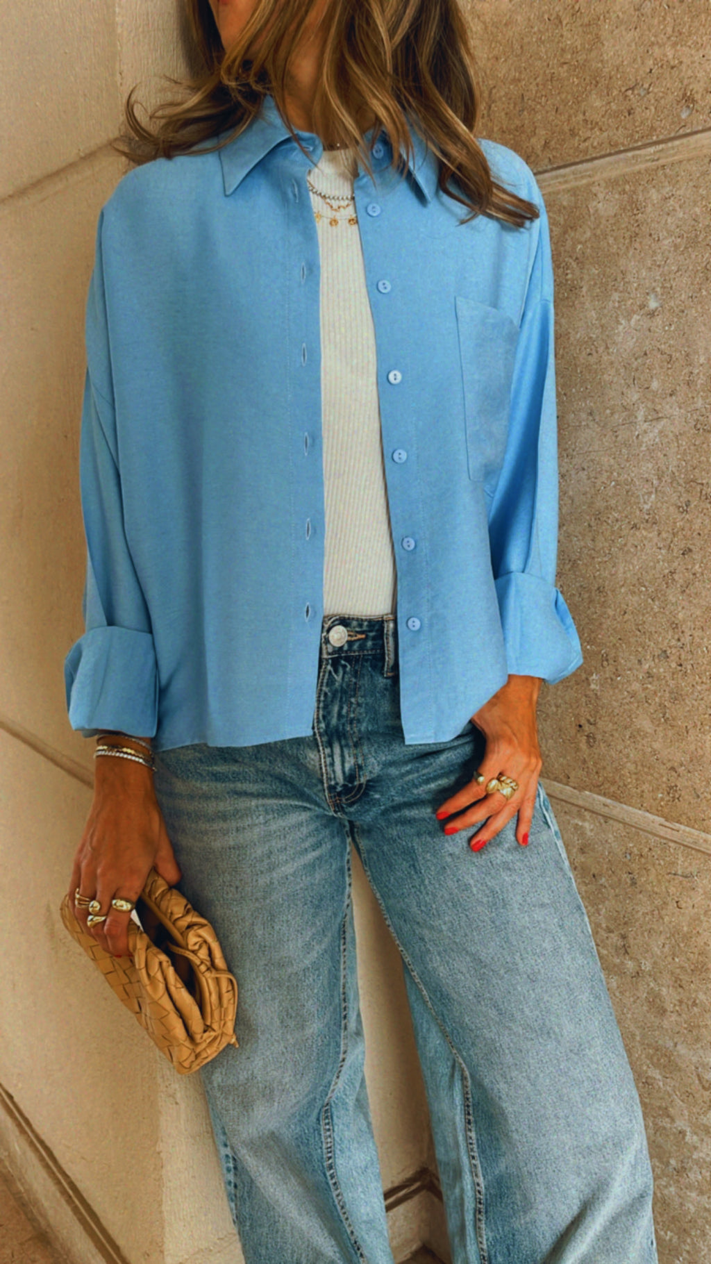 Baby Blue Cropped & Breezy Shirt