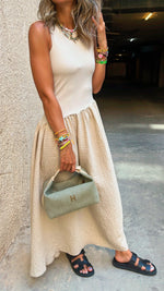 Beige Asymmetric Drop Waist Dress