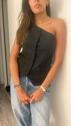 Black Business Girl One Shoulder Vest
