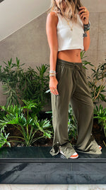 Olive Always Moving Side Slit Pants