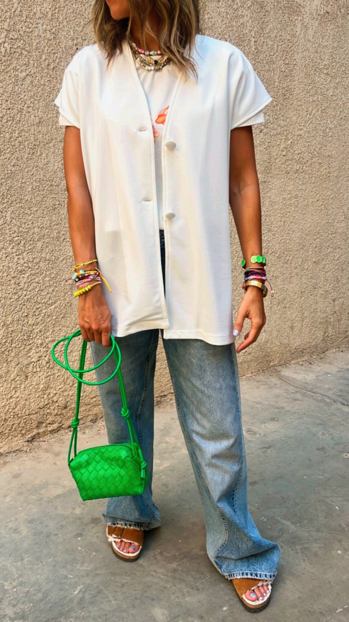 White Double Button Vest