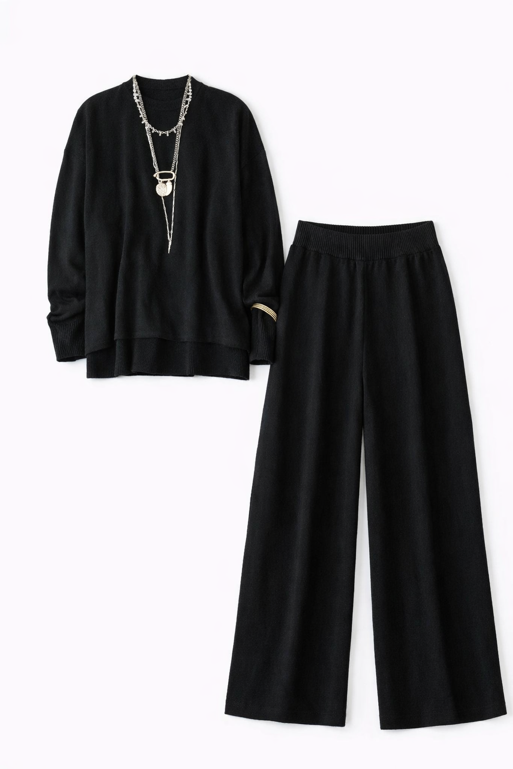 Black Soft Structure Knit Set