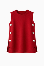 Burgundy Silver Side Button Vest