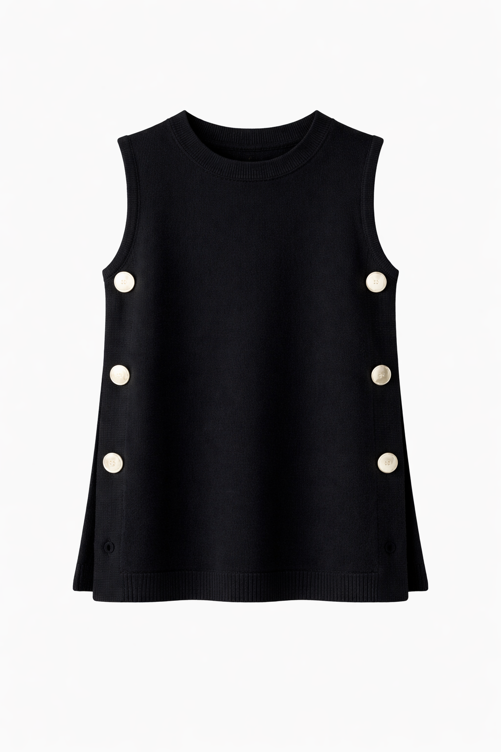 Black Silver Side Button Vest