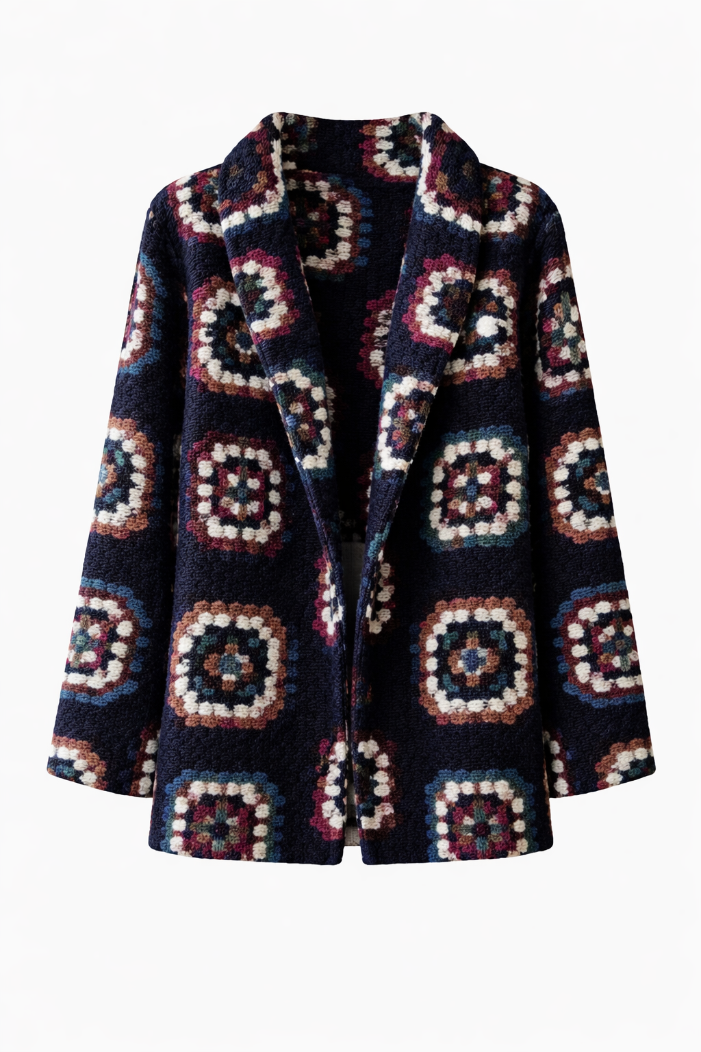 Navy Patchwork Handmade Cardigan