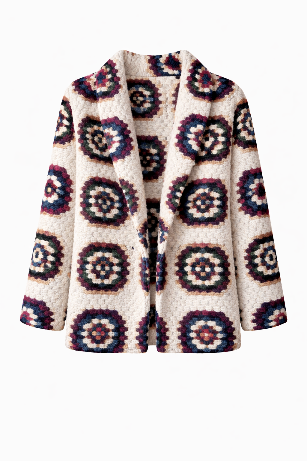 White Patchwork Handmade Cardigan