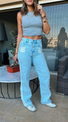 Light Blue Shaggy Distressed Jeans