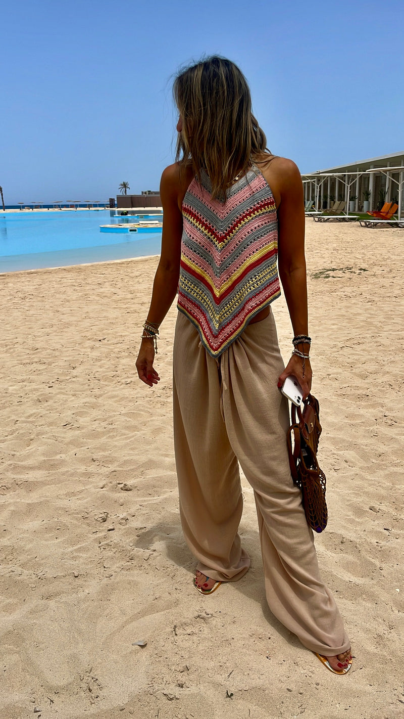 Sunset Lines Crochet Halter Top