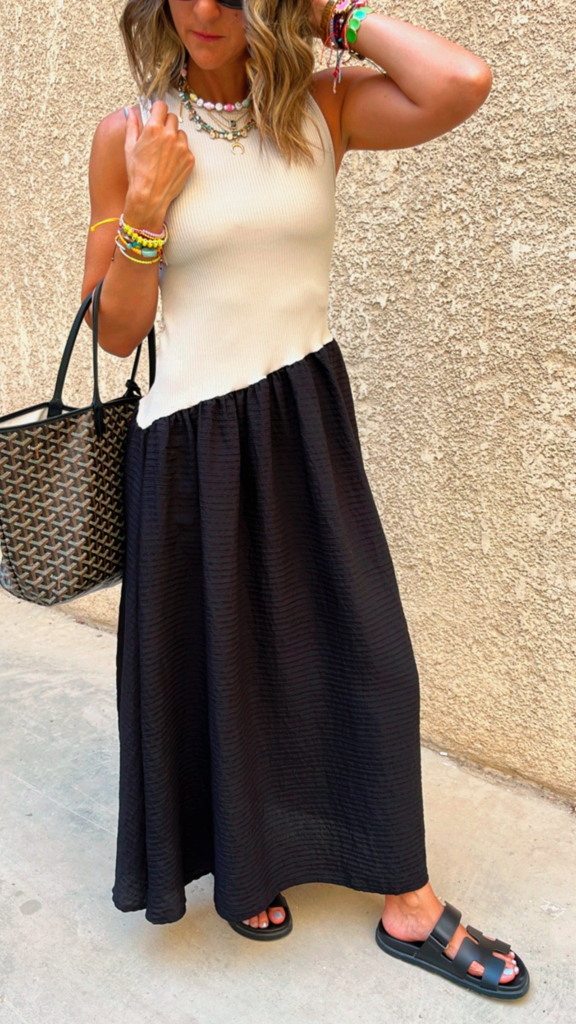 Black Asymmetric Drop Waist Dress