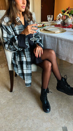 Grey Buckled Flannel Longline Shirt