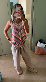 Sunset Lines Crochet Halter Top