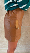 Brown Pocket Leather Skirt