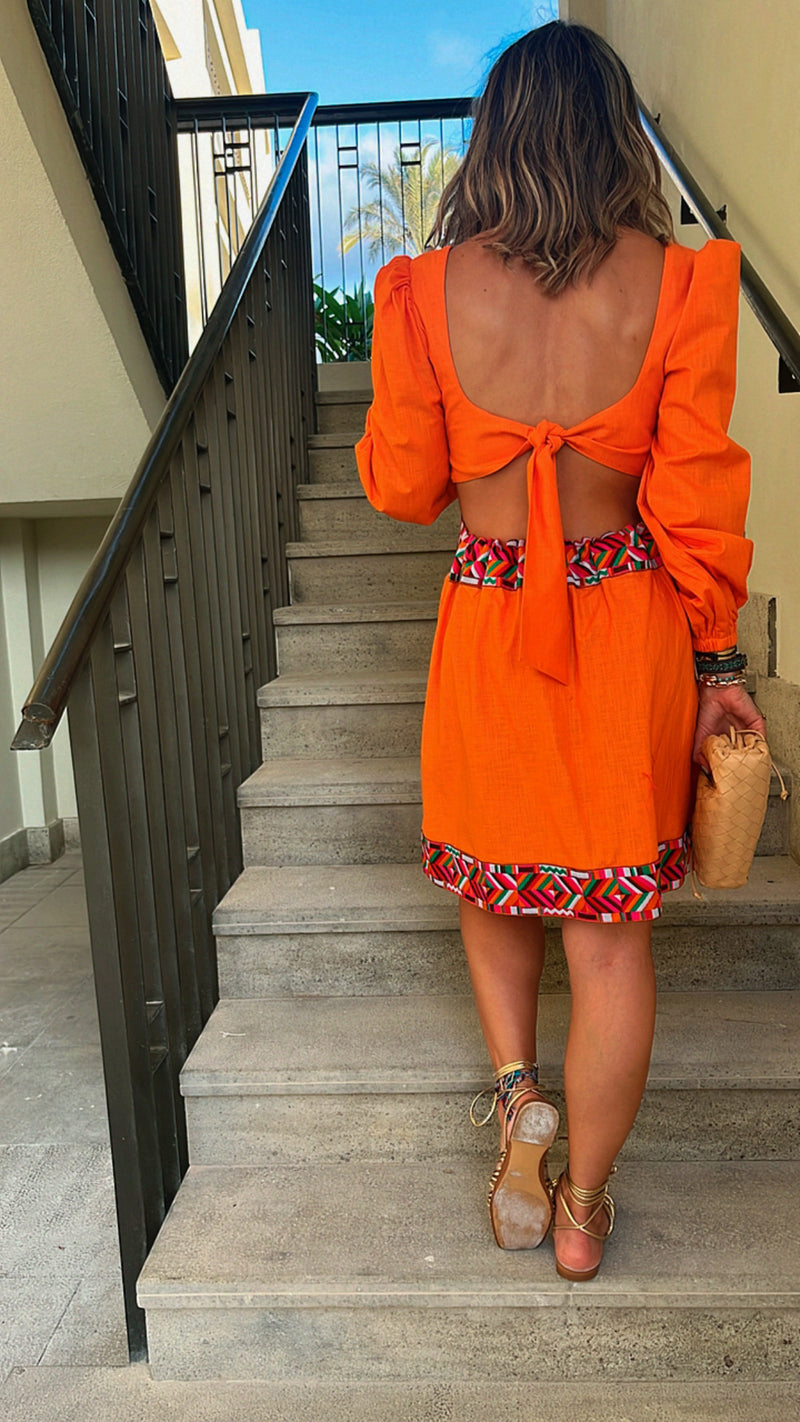 Orange Gum Drop Cut Out Mini Dress