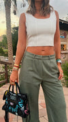 Olive Soft Suit Pants