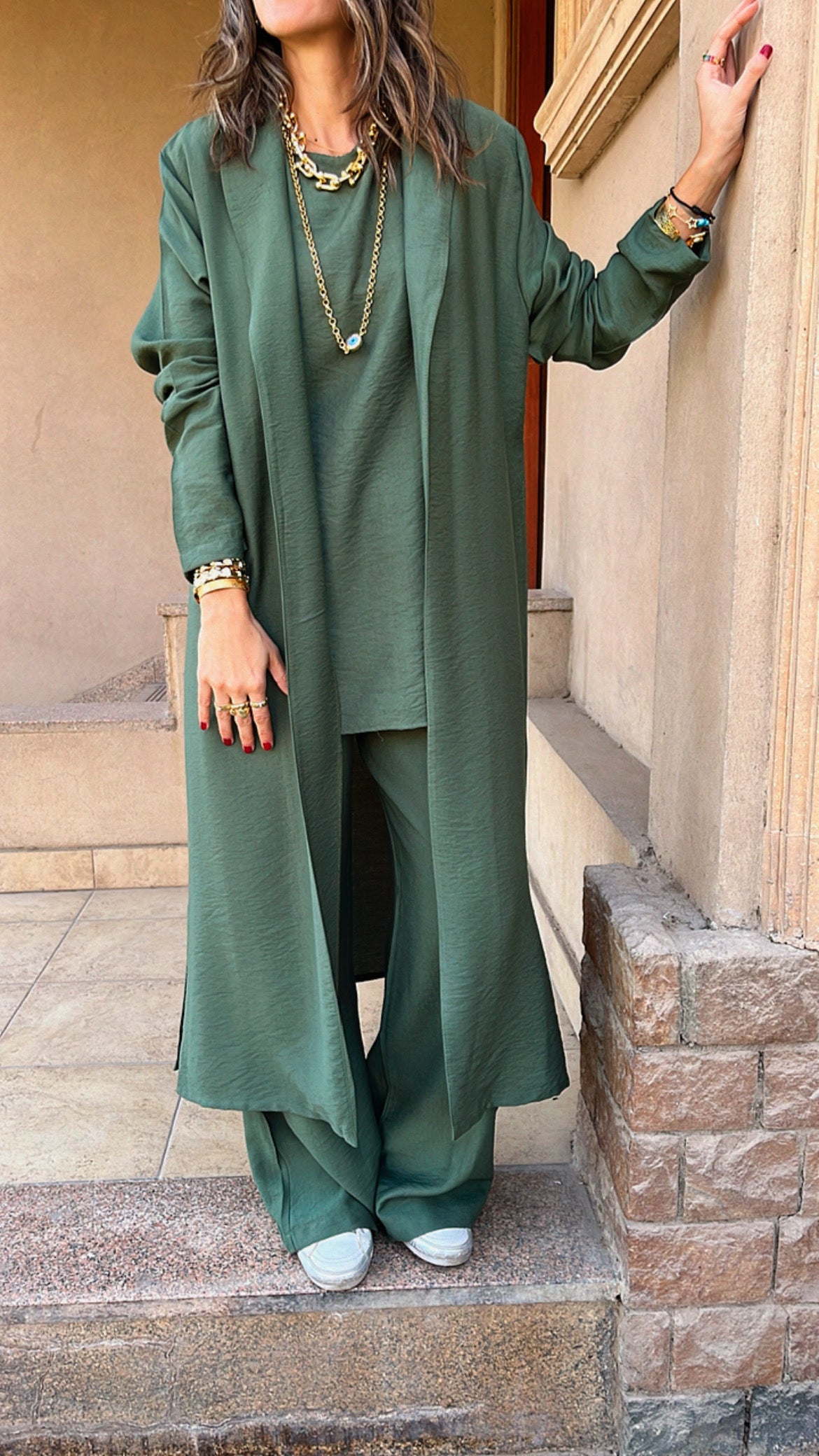 Olive 3 Piece Kimono Set