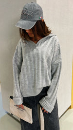 Grey Chunky Collar Knit