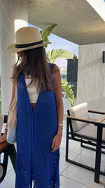 Blue Crochet Longline Vest