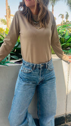Beige Ribbed Essential Jersey LongSleeve