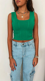 Green Crop Corset Top