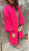 Fuchsia Heavy Shawl Knit Cardi