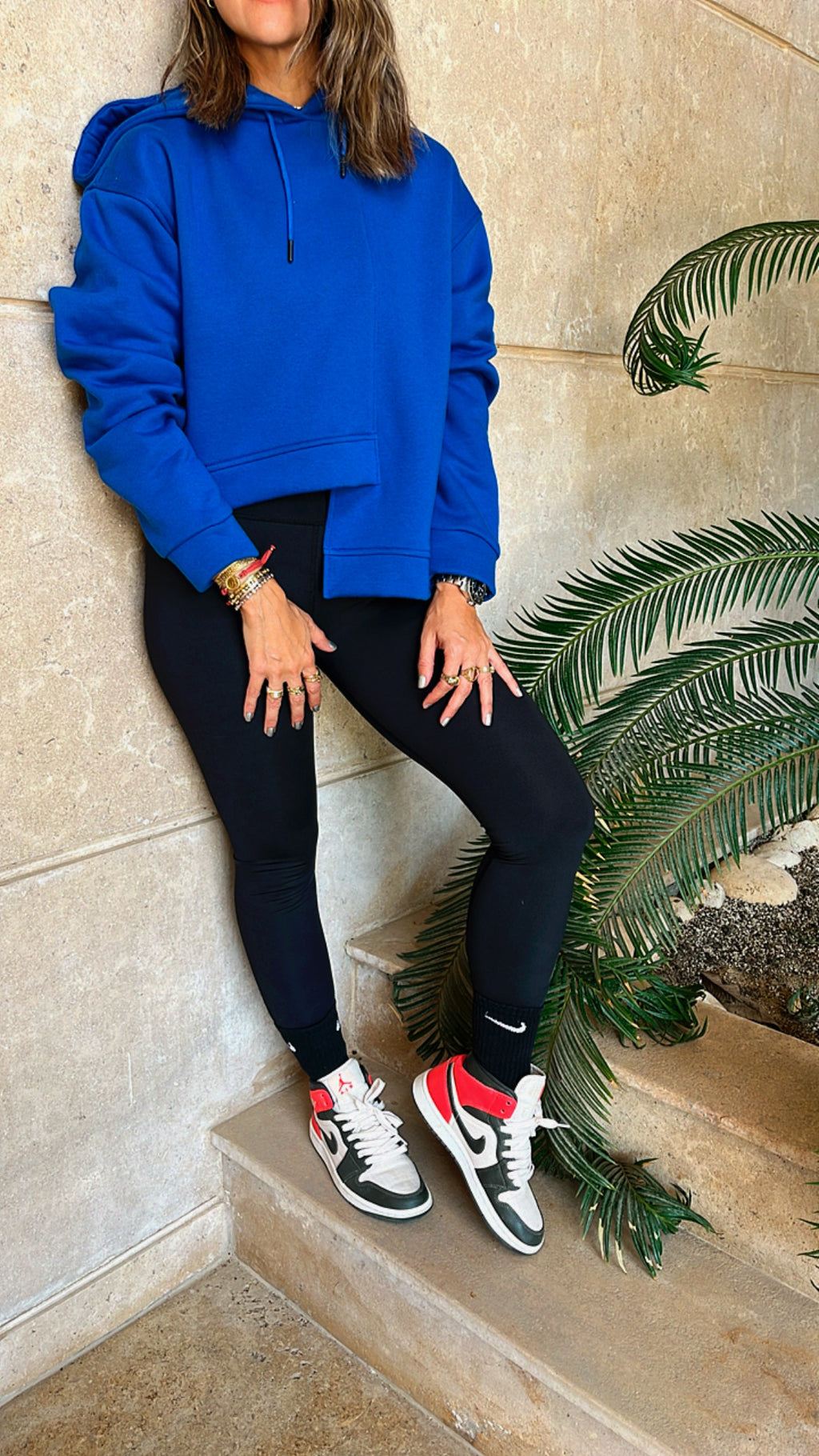 Blue Call Me Asymmetric Hoodie