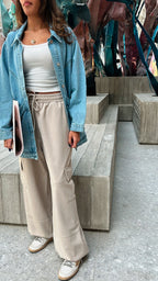 Beige Soft Cargo Pants
