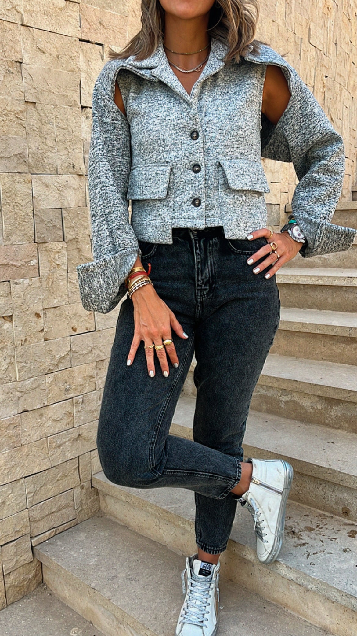 Dark Grey Cozy Cargo Vest