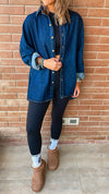 Dark Blue Long Sleeve Denim Shirt