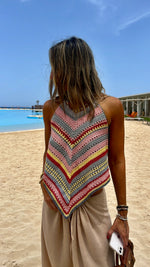 Sunset Lines Crochet Halter Top