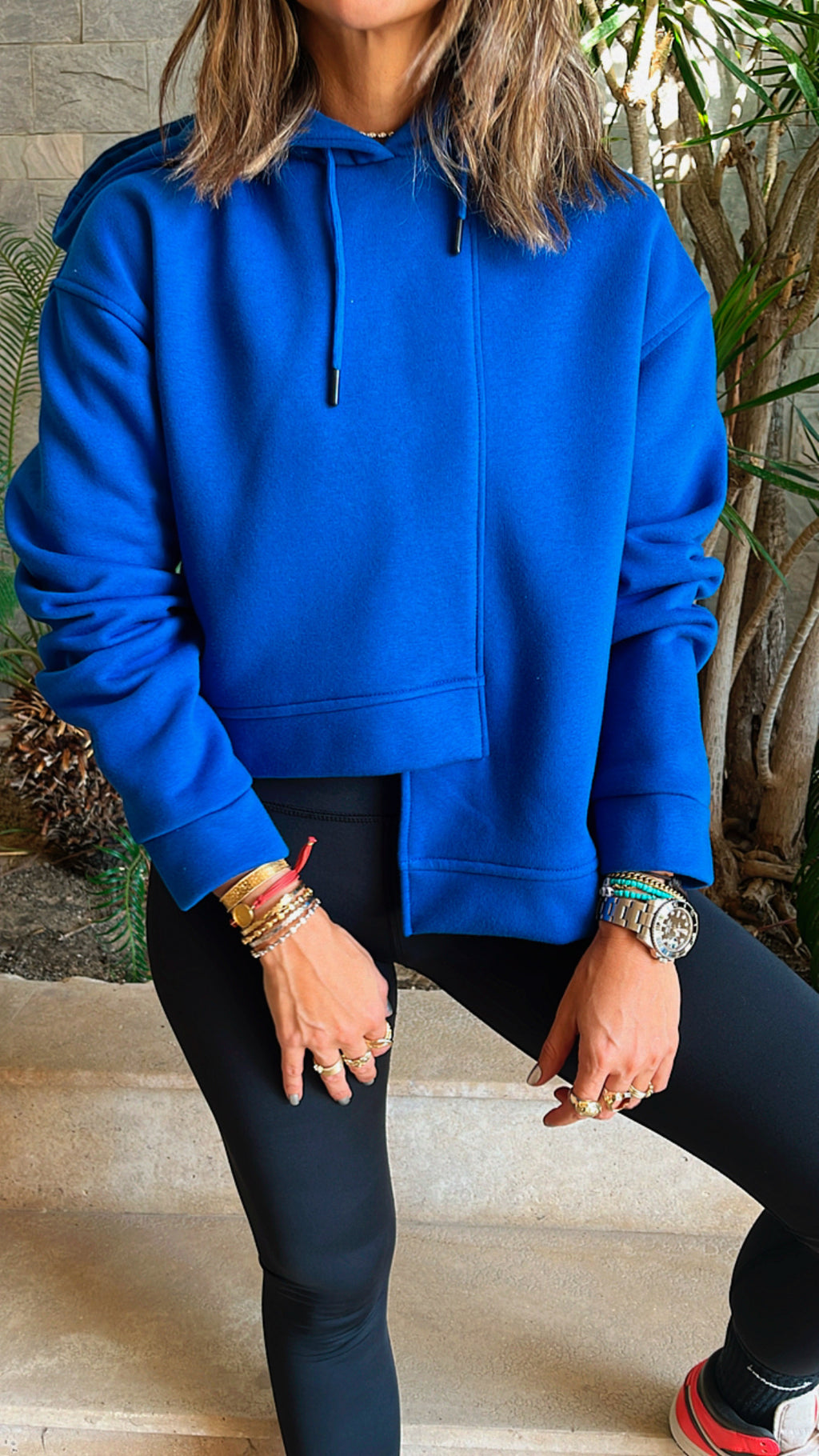 Blue Call Me Asymmetric Hoodie