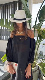 Black Glowing And Flowing Off Shoulder Coverup