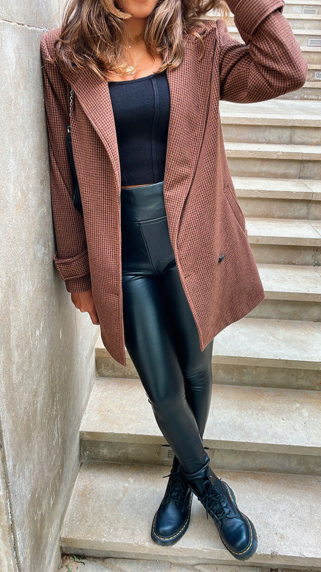 Brown Checkered Classic Blazer