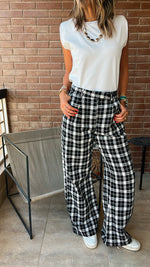 Black Tweed Print Pants