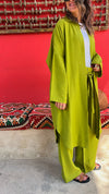 Lime Basic Linen Kimono