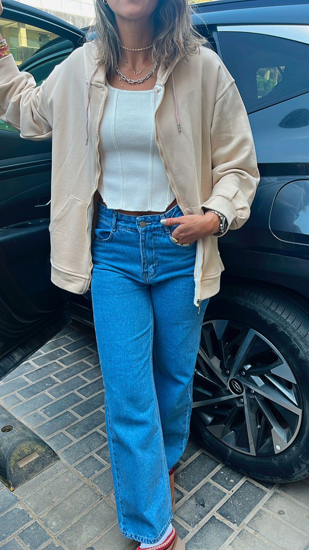 The Beige Zip Up Hoodie